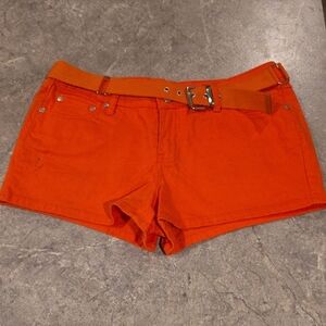 (J43) No Boundaries Orange Jean Shorts with Belt